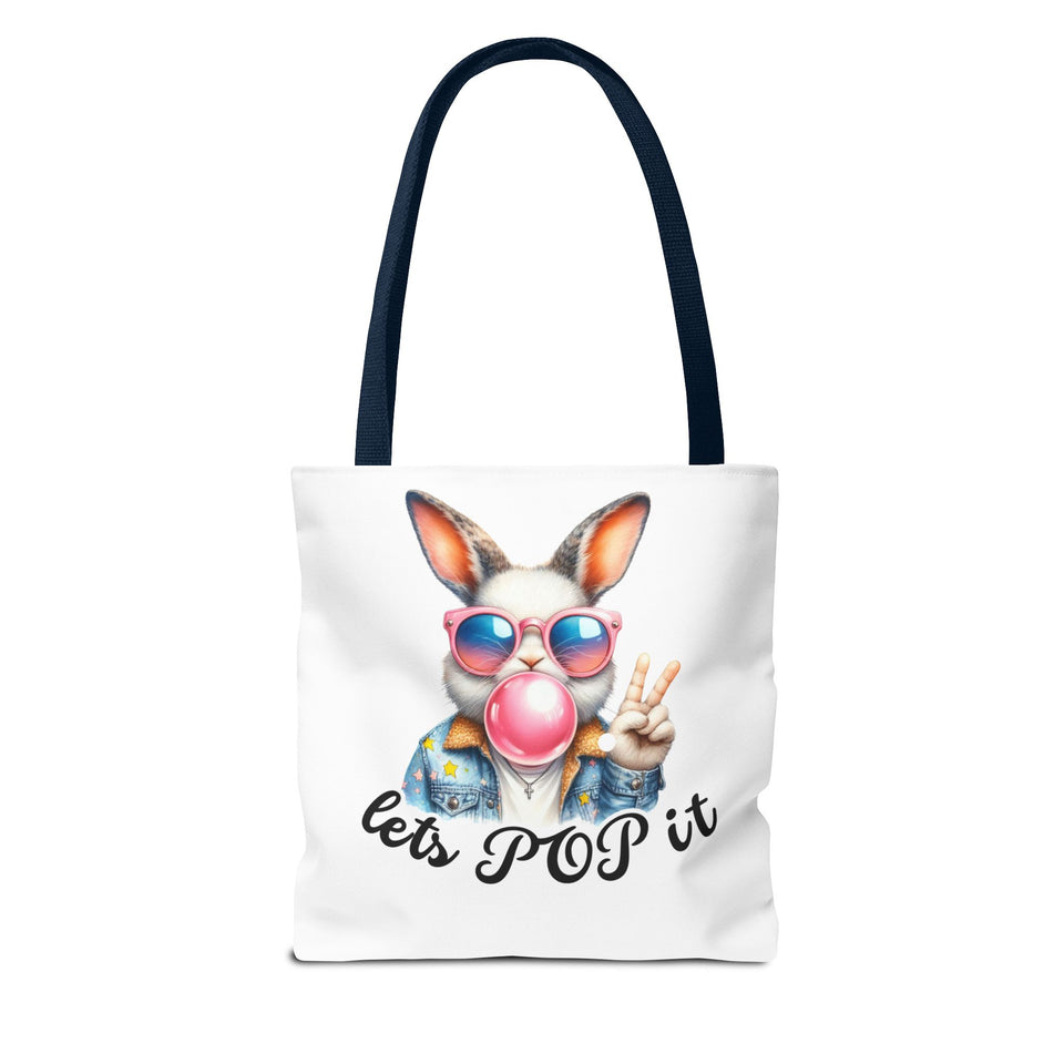 Cool Bunny Tote Bag - Let's POP it! Stylish Shopping Bag, Easter Gift, Fun Tote for Spring, Cute Bunny Lover, Summer Outing