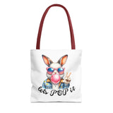 Cool Bunny Tote Bag - Let's POP it! Stylish Shopping Bag, Easter Gift, Fun Tote for Spring, Cute Bunny Lover, Summer Outing