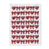 Cozy Valentine’s Day Arctic Fleece Blanket, Heart & Ribbon Design, Gift for Couples, Home Decor, Romantic Throw Blanket