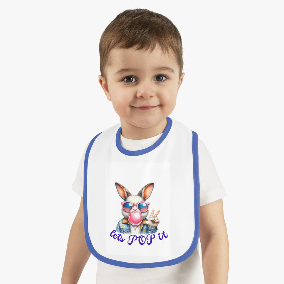 Fun Bunny Bib for Babies - Let's POP It! Cute Baby Bib, Toddler Feeding, Easter Gift, Cartoon Bib, Baby Shower Gift
