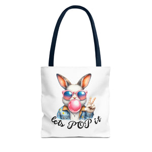 Cool Bunny Tote Bag - Let's POP it! Stylish Shopping Bag, Easter Gift, Fun Tote for Spring, Cute Bunny Lover, Summer Outing