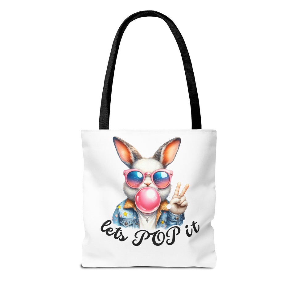 Cool Bunny Tote Bag - Let's POP it! Stylish Shopping Bag, Easter Gift, Fun Tote for Spring, Cute Bunny Lover, Summer Outing