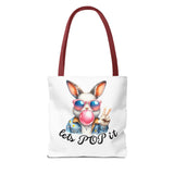Cool Bunny Tote Bag - Let's POP it! Stylish Shopping Bag, Easter Gift, Fun Tote for Spring, Cute Bunny Lover, Summer Outing